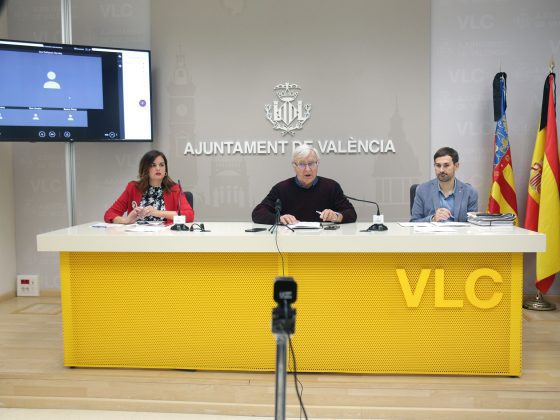Imagen de la rueda de prensa de la comisión de seguimiento en el ayuntamiento de Valencia