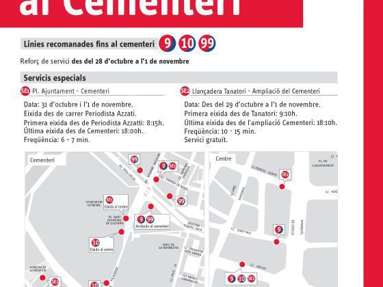 Cartel refuerzo y servicio especial en el puente de todos los santos