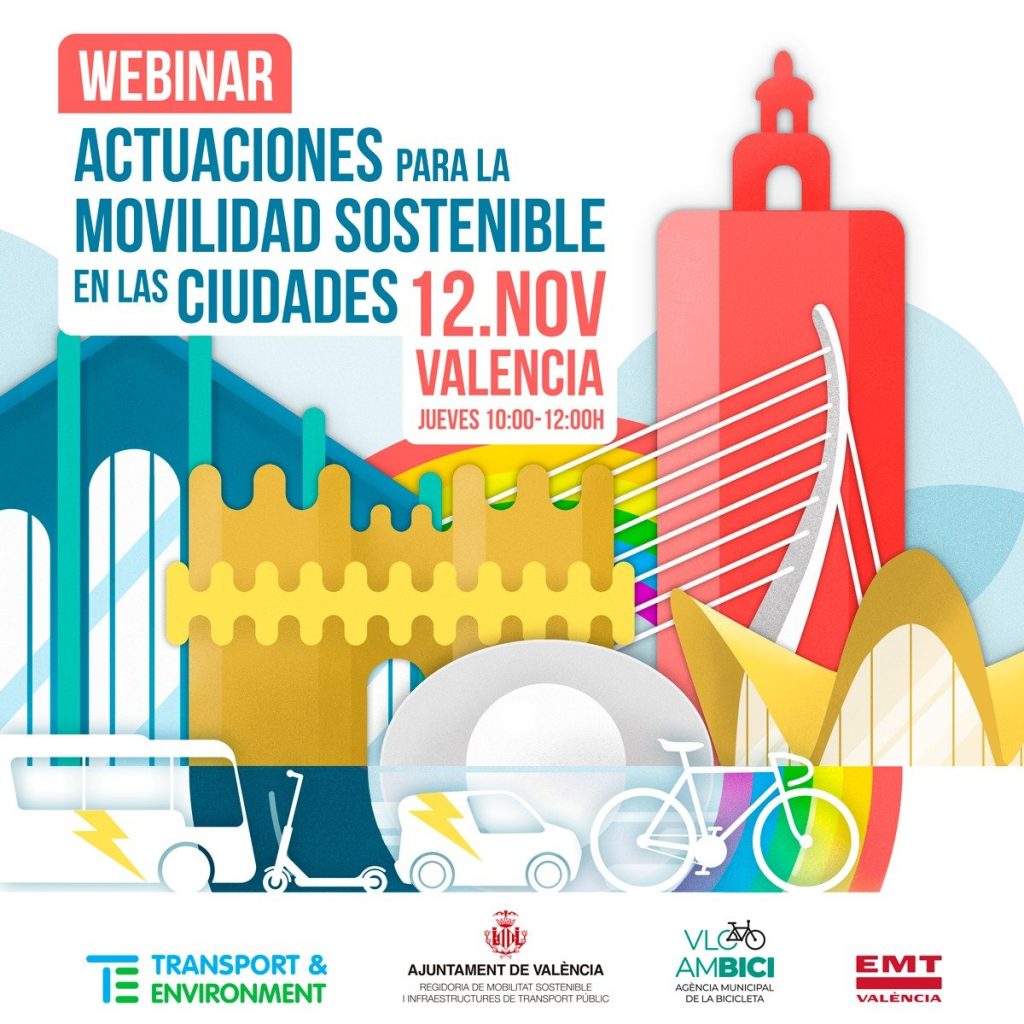 Imagen del cartel Webinar Actuaciones para la movilidad sostenible en las ciudades