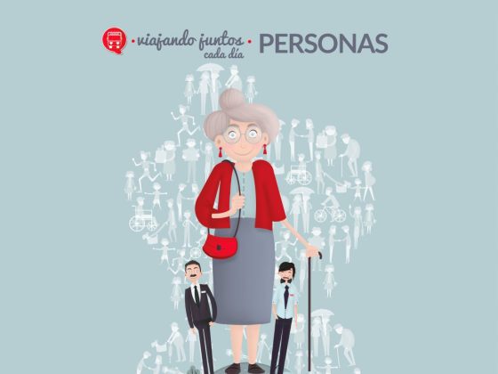 Imagen del cartel "Personas" viajando juntos cada día de la EMT Valencia