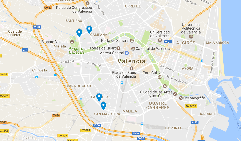 Imagen de un mapa de la ciudad de Valencia