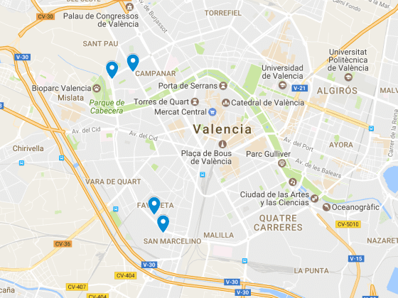 Imagen de un mapa de la ciudad de Valencia
