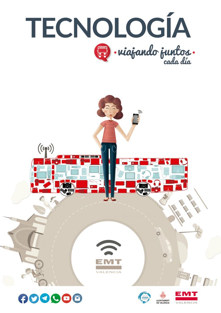 Imagen cartel TECNOLOGIA Viajando juntos cada día. EMTValencia