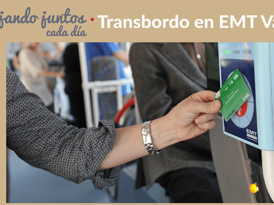 Imagen del cartel "Transbordo en EMT Valencia" viajando juntos cada día