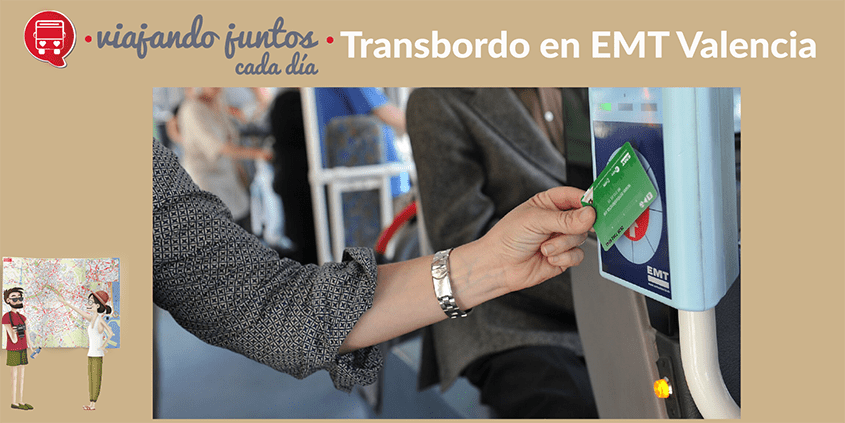 Imagen del cartel "Transbordo en EMT Valencia" viajando juntos cada día